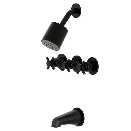 Kingston Brass Tub and Shower Faucet, Matte Black, Wall Mount KBX8130DX
